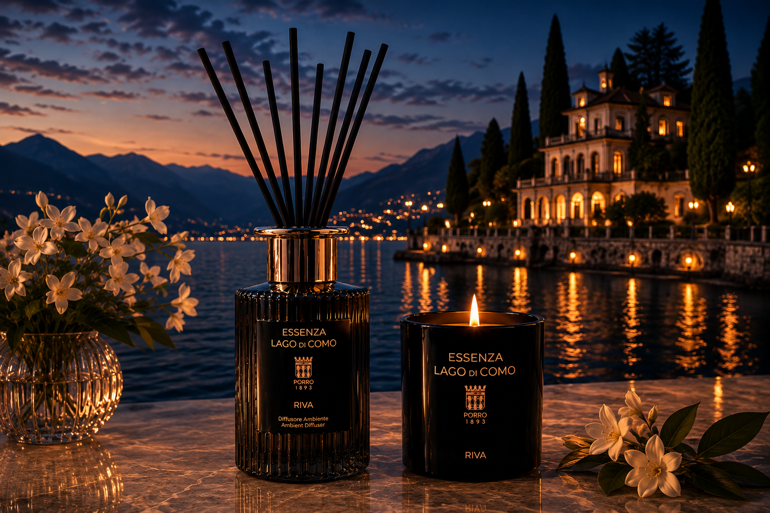 Diffusore ambiente e candela profumata Essenza Lago di Como