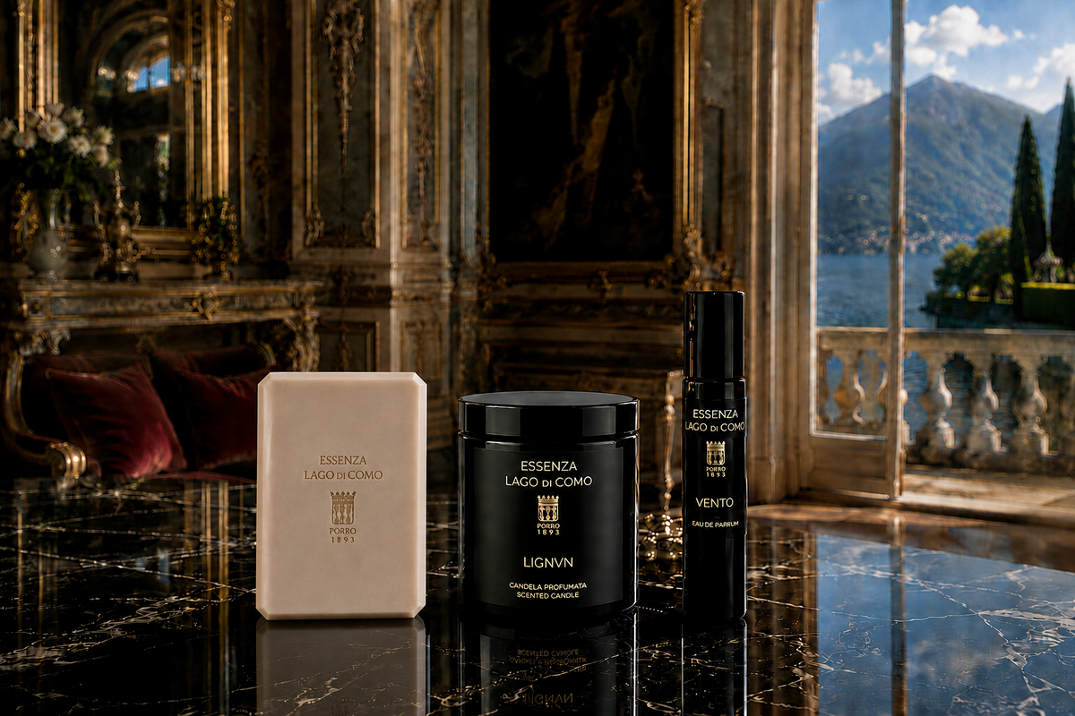 Cofanetto regalo lusso del Lago di Como - Sapone, candela, eau de parfum con aromi del lago di Como